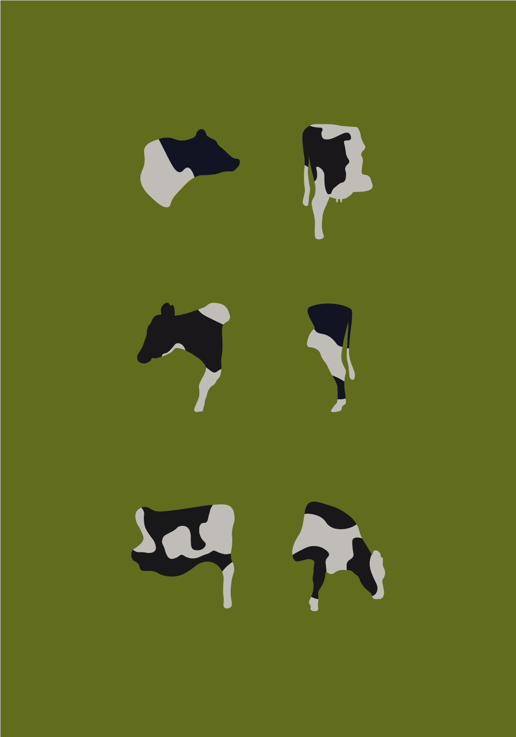 Digital Cows Grazing in the High Grass - illustration by Robert Fiszer